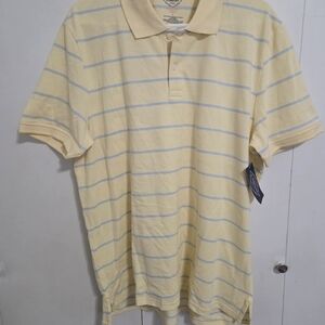 St. John's Bay Light Yellow Striped Polo Shirt